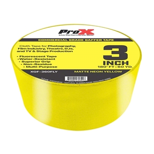 ProX GaffX™ 3" Commercial Grade Gaffers Tape, Fluorescent Yellow, 60 Yards gaffers tape, gaffx, commercial grade tape, commercial tape, stage tape, truss tape, dj tape, dj gear, wire organization, wire tape, cable tape